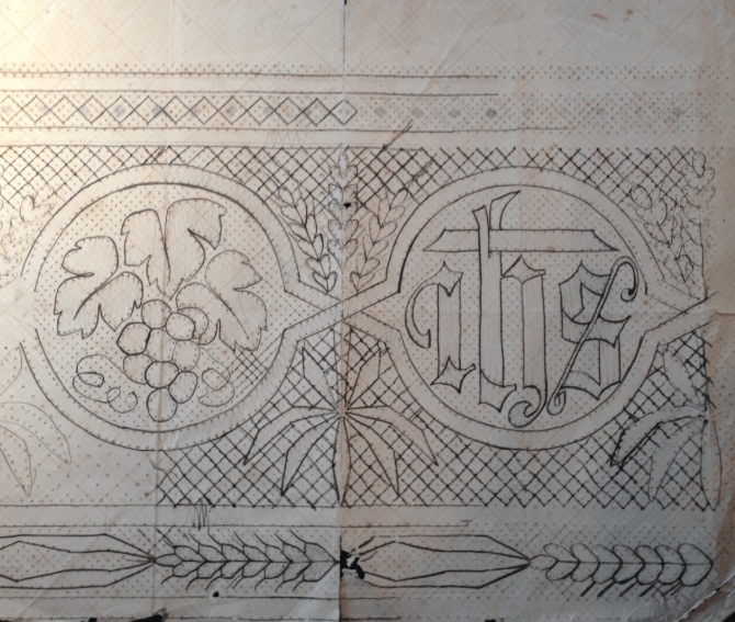 Utkast ihs ax och druvor